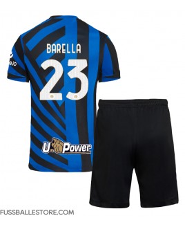 Günstige Inter Milan Nicolo Barella #23 Heimtrikotsatz Kinder 2024-25 Kurzarm (+ Kurze Hosen)